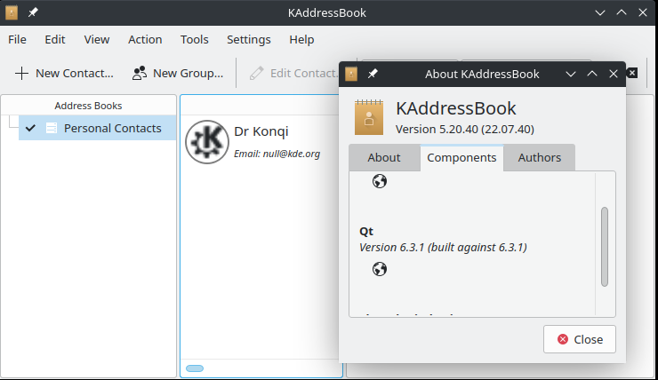 KAdressBook with Qt6