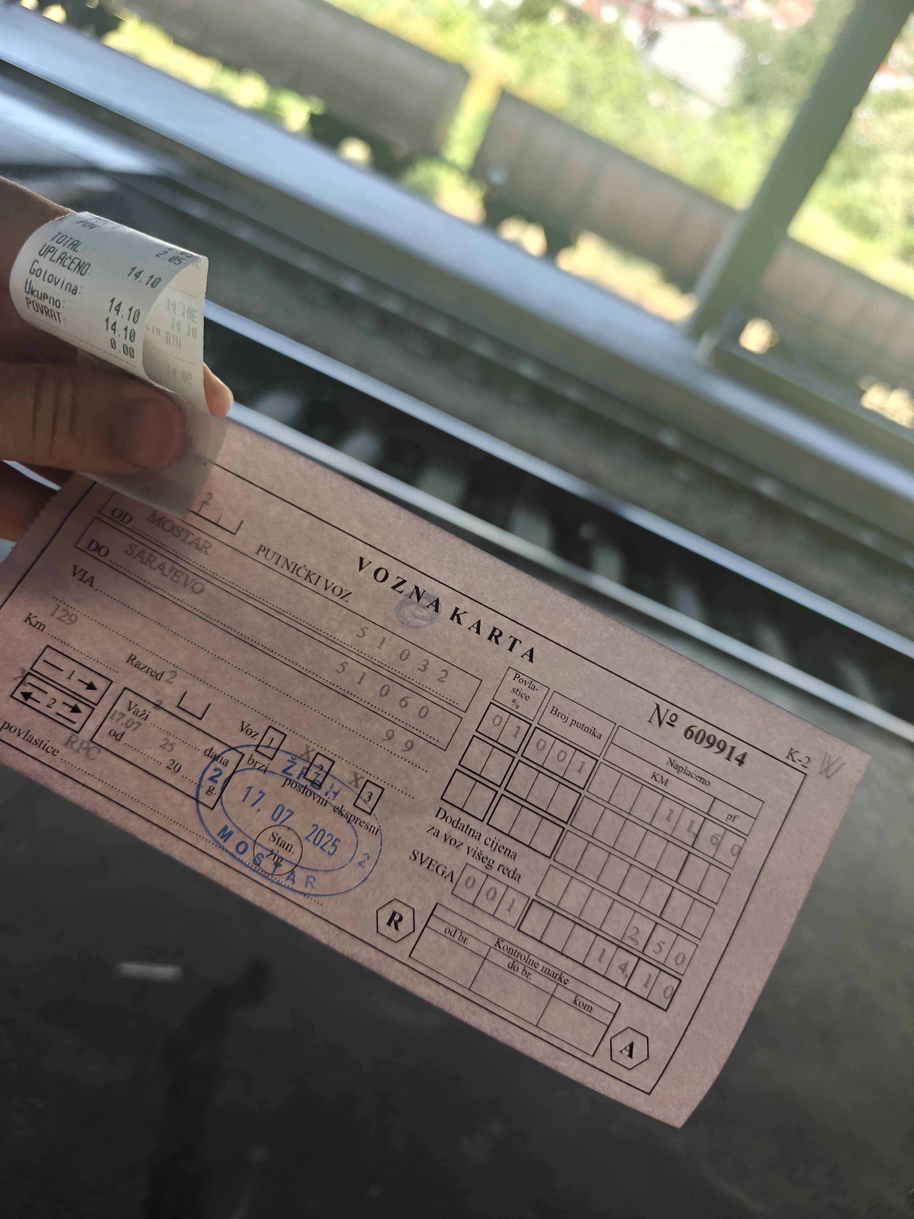 train ticket printed