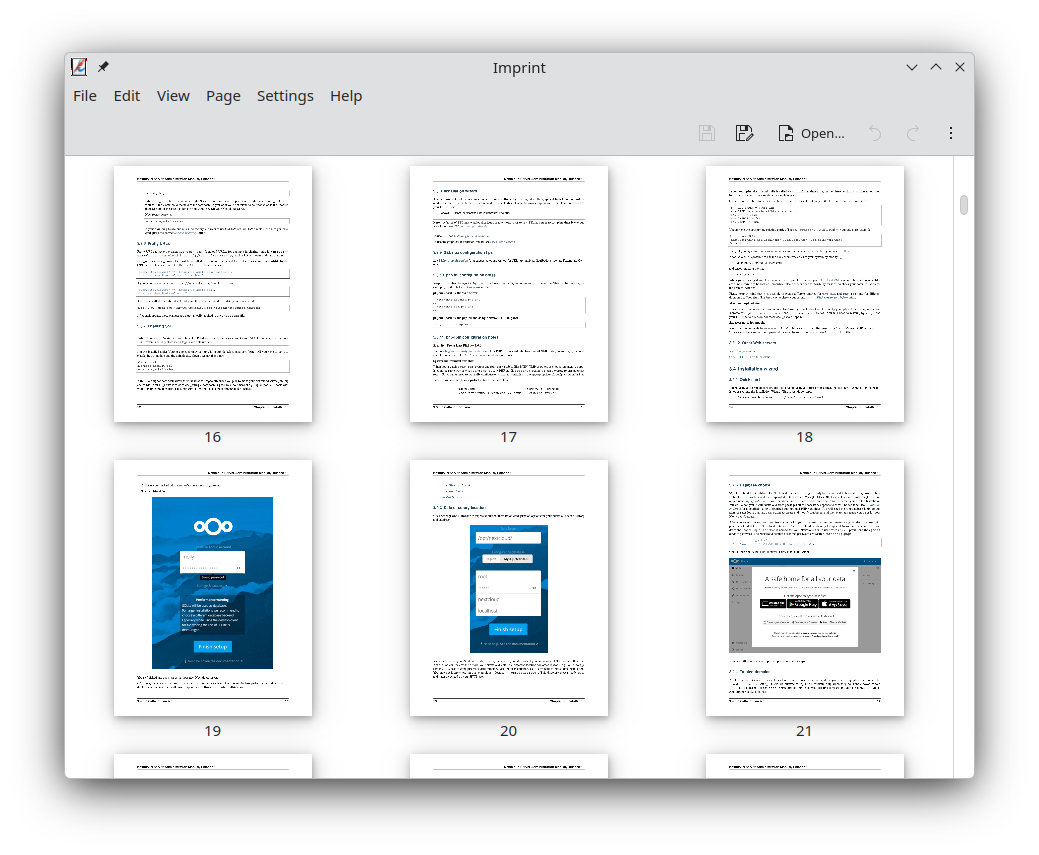 Grid of pages